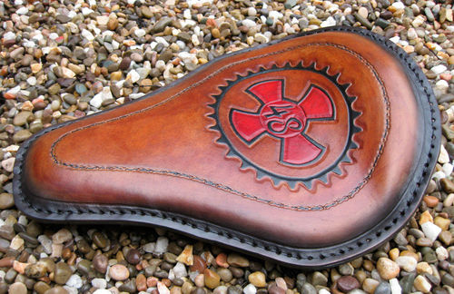 Handmade Leather Soloseat 48-red, Harley Davidson, Chopper, Bobber