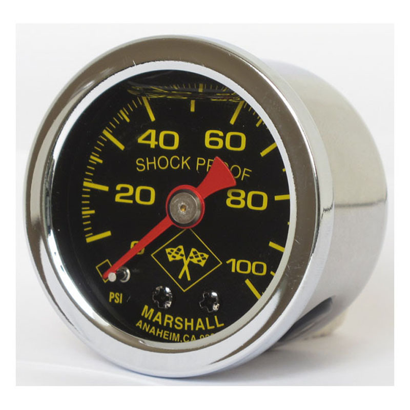 MW57-102CL BKrider 100 PSI Oil Pressure Gauge for Harley 