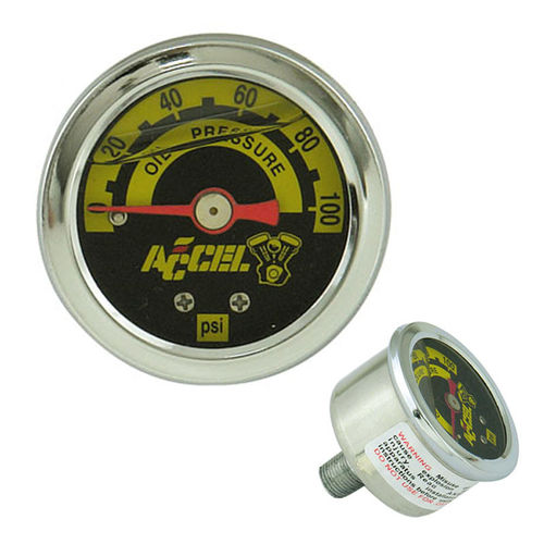 ACCEL Öldruckmanometer, Öldruckanzeige silber 100PSI - 1/8NPT  Harley Davidson