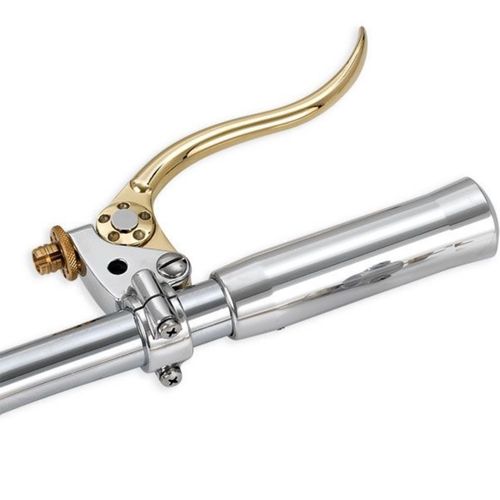 Kustom Tech Deluxe Brake Lever Assembly, polished Aluminium with polished Brass Lever