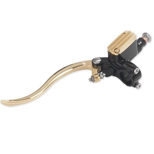 Kustom Tech Deluxe Clutch Master Cylinder 14mm Black With Polished Brass Lever & Cover